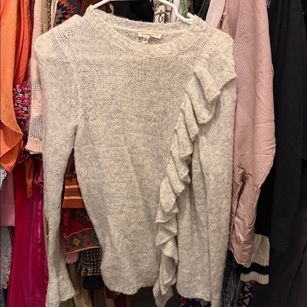 Rebecca Taylor Cream Ruffle Sweater - Picture 2 of 4